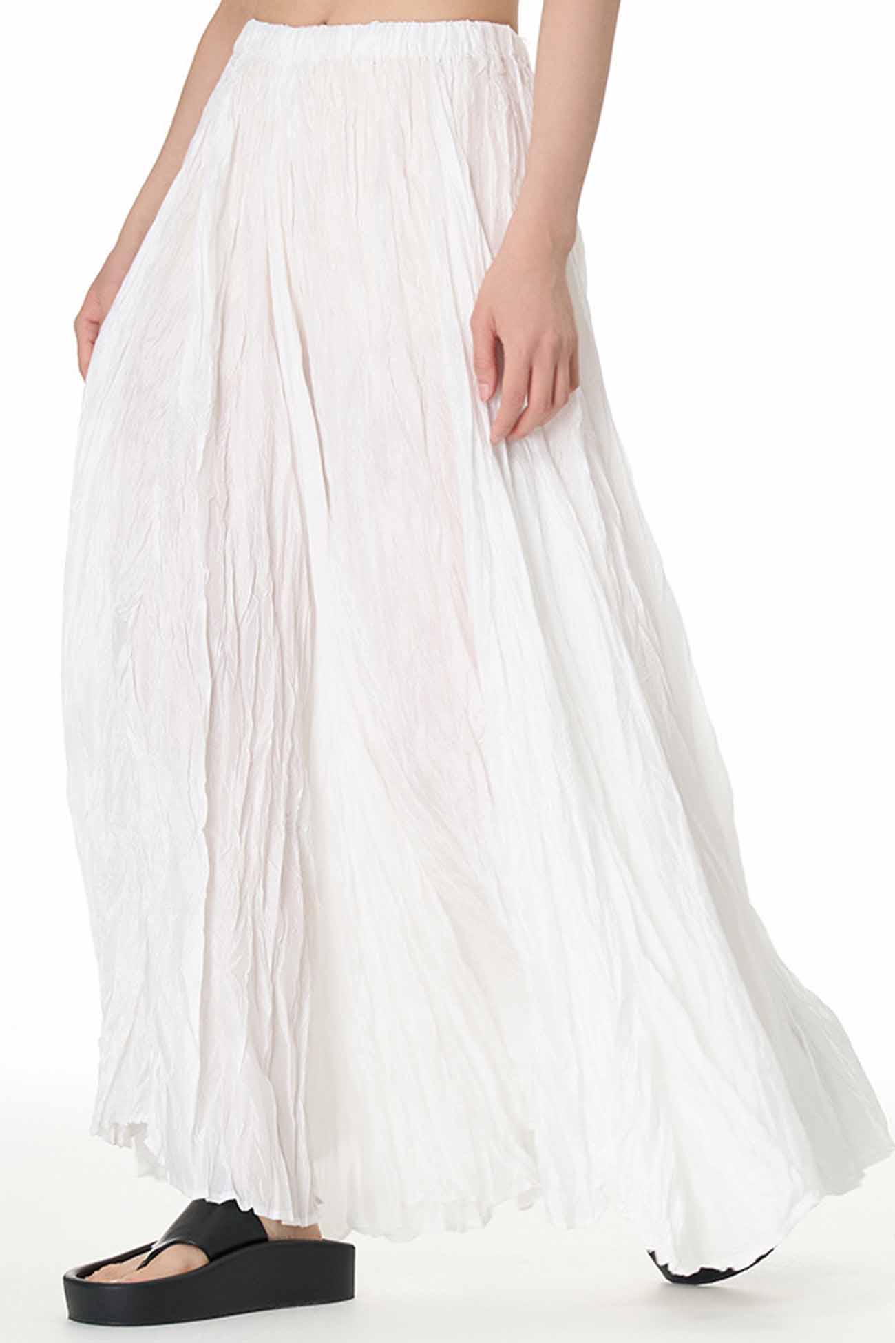 Color Pleated Midi Skirt
