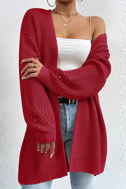 Open Front Mid-length Cardigan