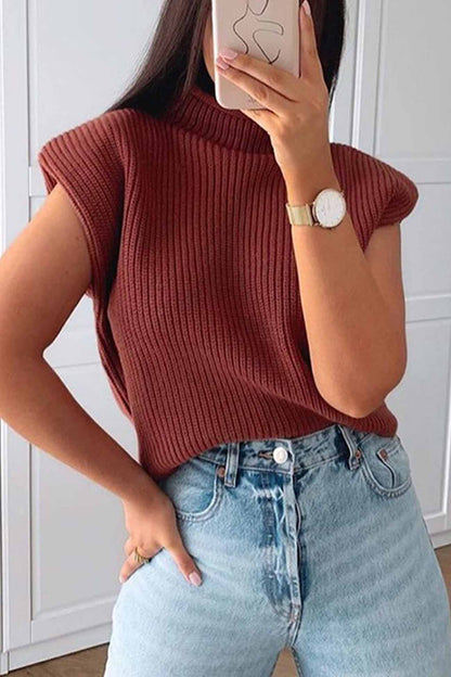 Mock Neck Sleeveless Sweater
