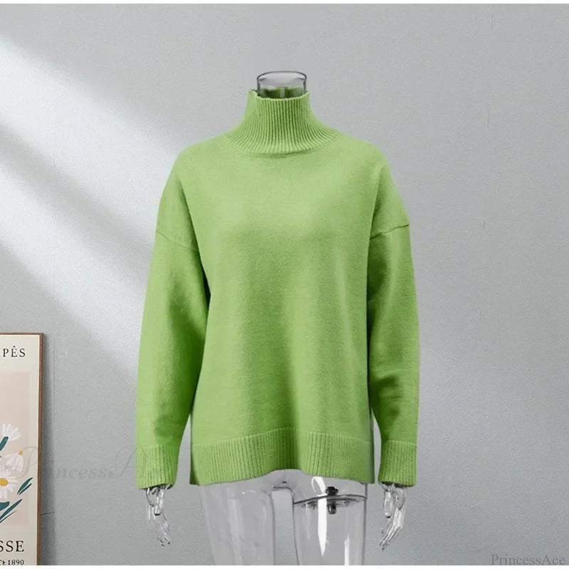 Winter Oversize Soft Knitted Blue Green Brown Christmas Sweater
