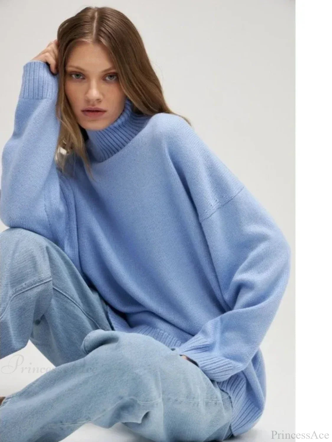 Winter Oversize Soft Knitted Blue Green Brown Christmas Sweater