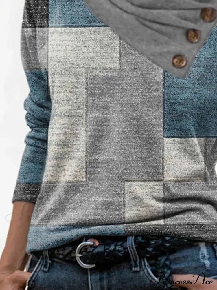 Geometric Print Long Sleeve T-shirt