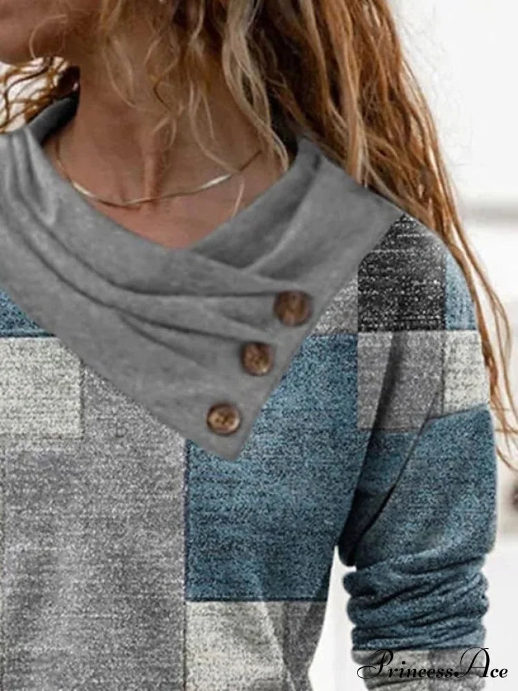 Geometric Print Long Sleeve T-shirt