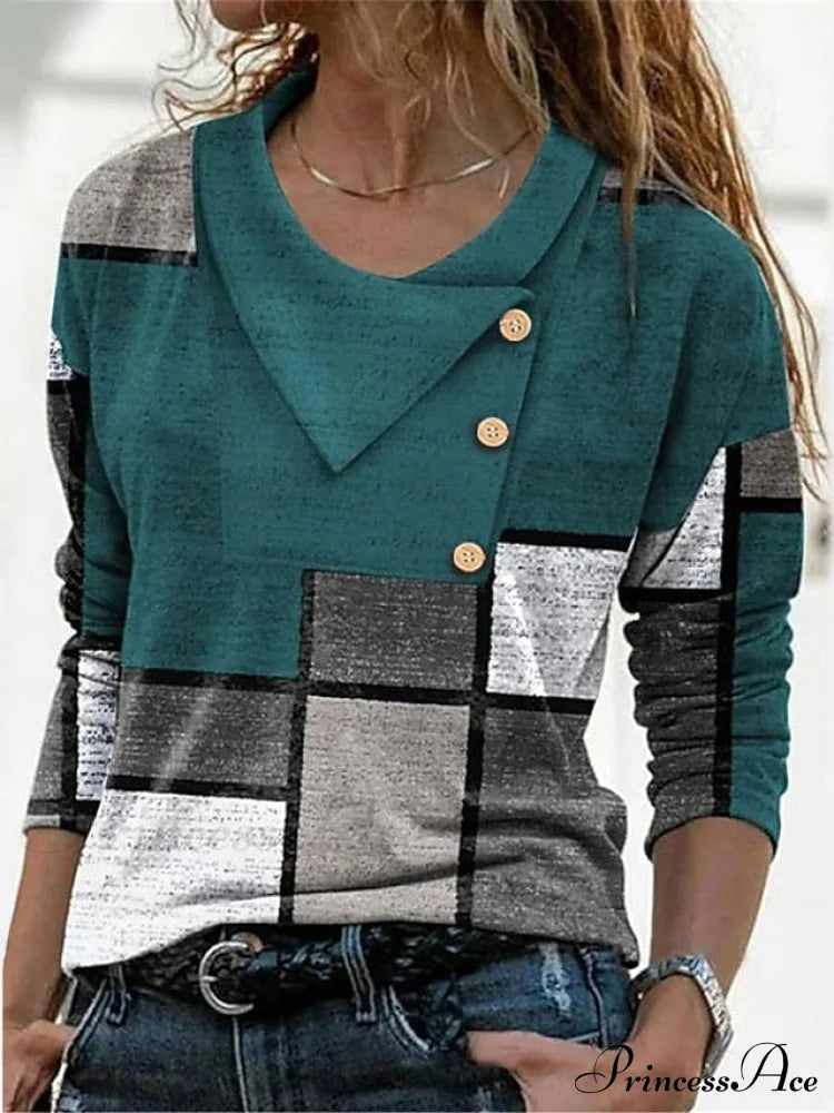 Geometric Print Long Sleeve T-shirt