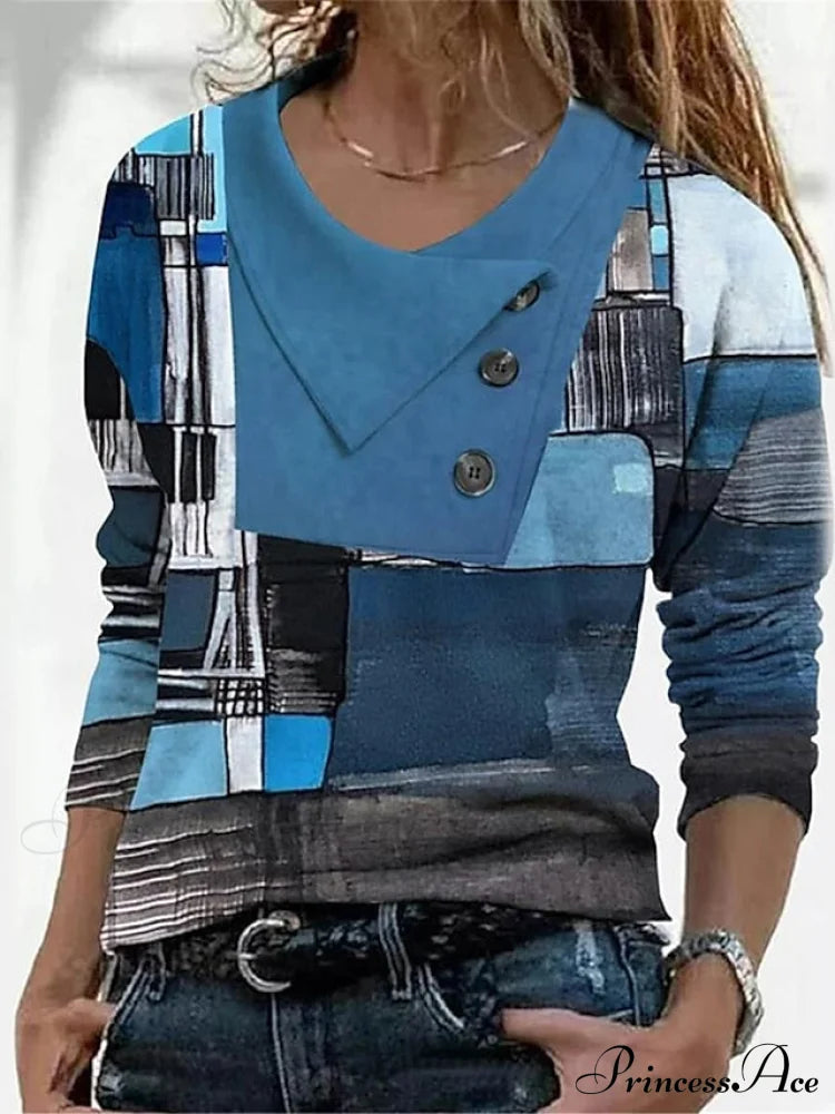Geometric Print Long Sleeve T-shirt