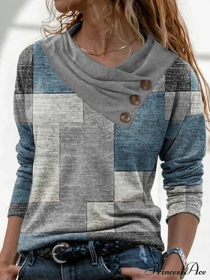 Geometric Print Long Sleeve T-shirt