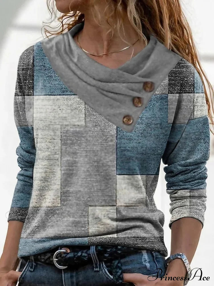 Geometric Print Long Sleeve T-shirt