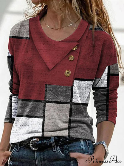 Geometric Print Long Sleeve T-shirt