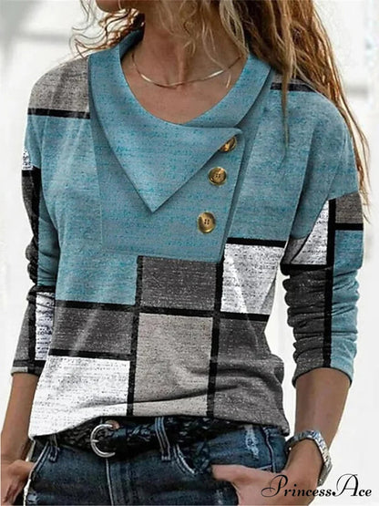 Geometric Print Long Sleeve T-shirt
