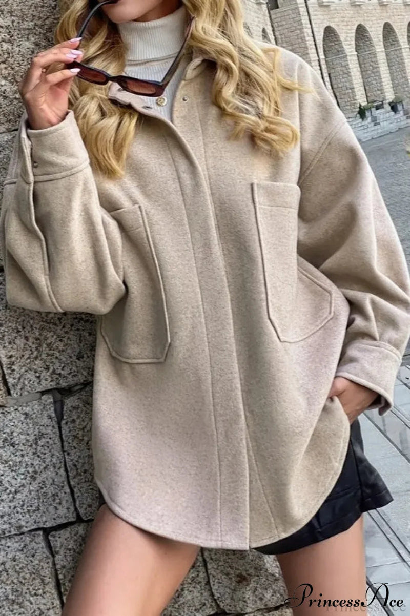 Wool Blend Collared Short Coat