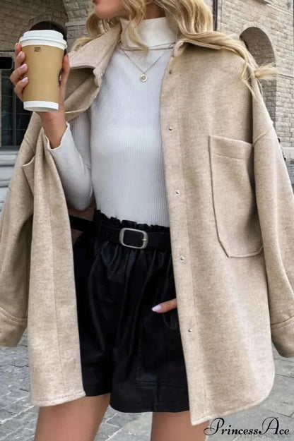 Wool Blend Collared Short Coat