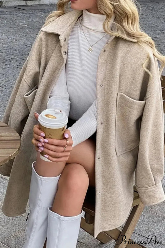Wool Blend Collared Short Coat