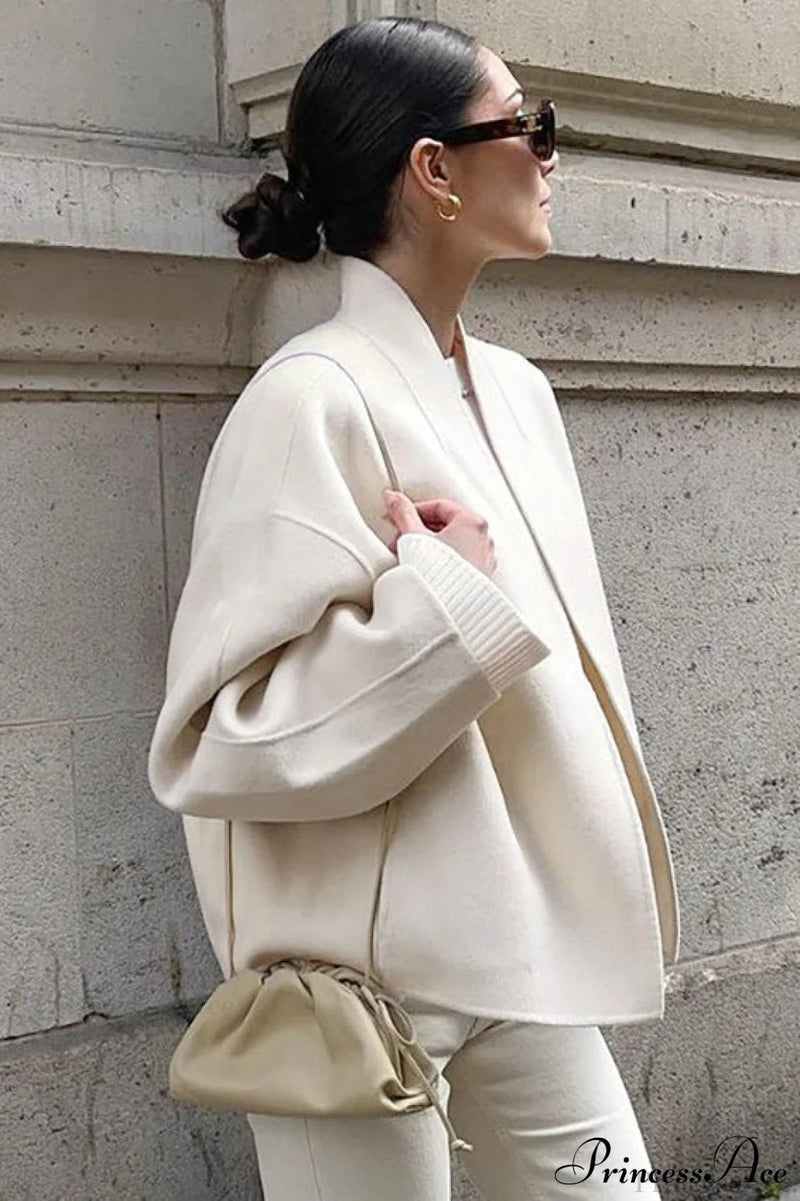 Woolen V-neck Short Loose Chillax Coat