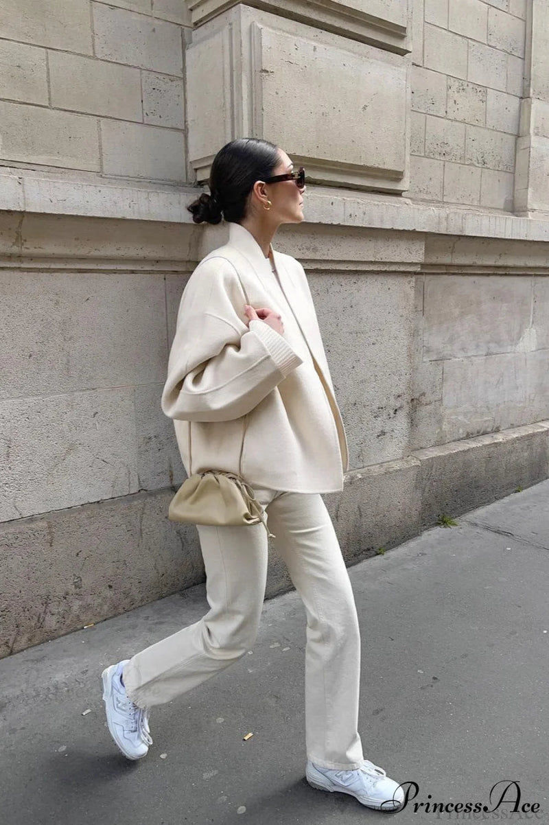 Woolen V-neck Short Loose Chillax Coat