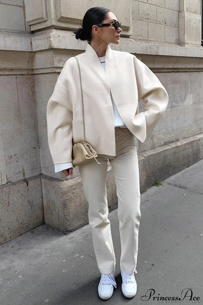 Woolen V-neck Short Loose Chillax Coat