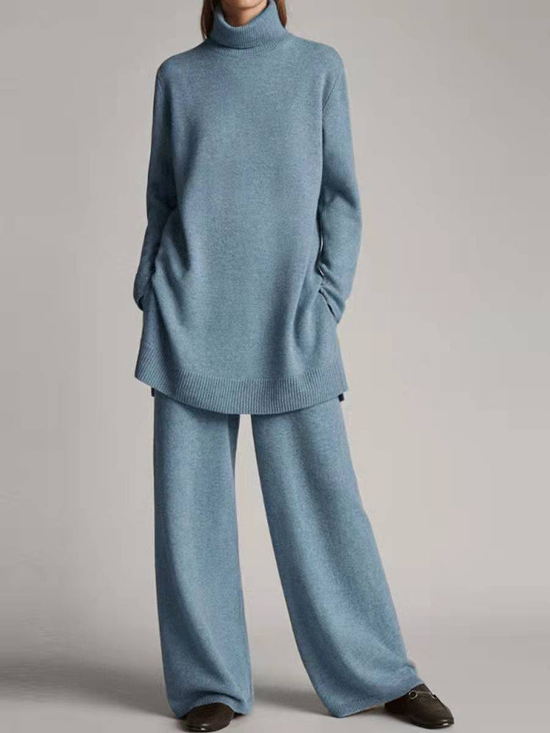 Long Sleeves Knitted Top and Pants Two Pieces Sets