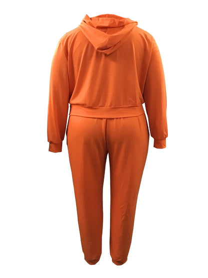 Basics Hooded Collar Letter Print Pants Set Bo5069