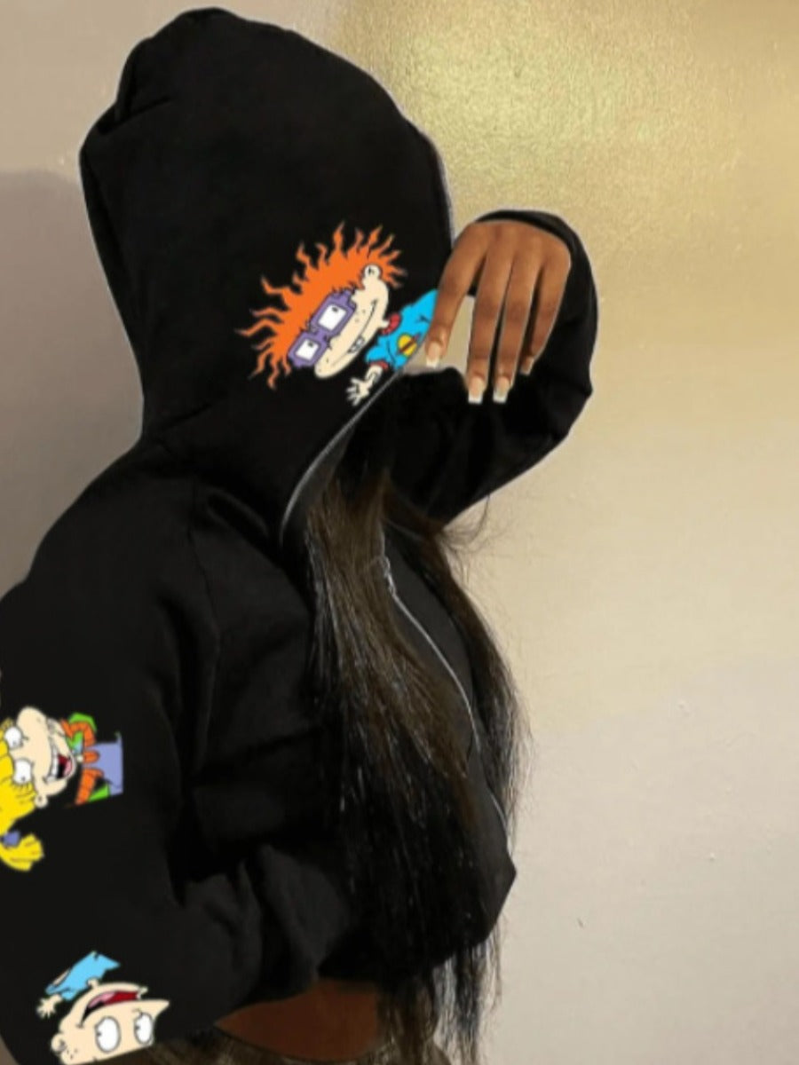 Cartoon Letter Print Drawstring Sweatpants At9018