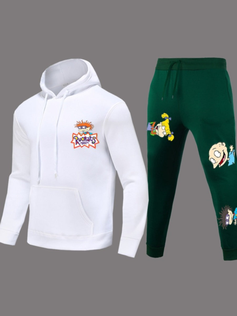 Cartoon Letter Print Drawstring Sweatpants At9018