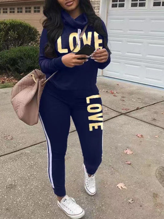 Love Letter Print Striped Pants Set At9033
