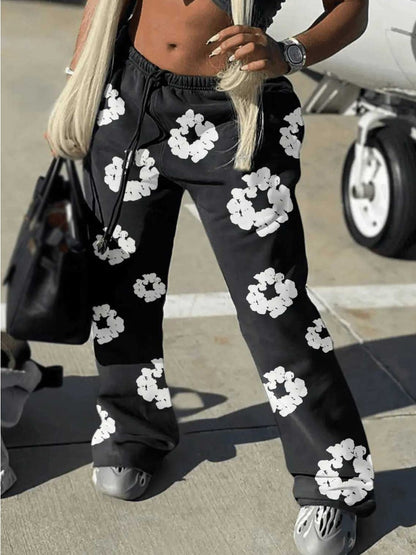 Mid Waist Decor Drawstring Sweatpants At9013