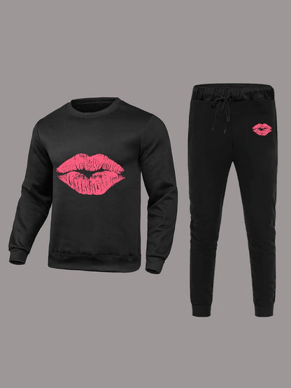 Basics Print Regular Two-piece Pants Set Bo5078