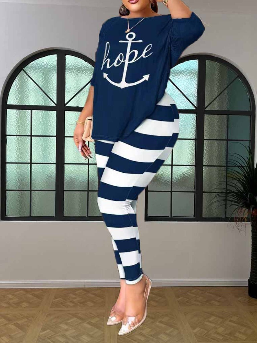 Faith Letter Print Back Knot Pants Set Bo50121