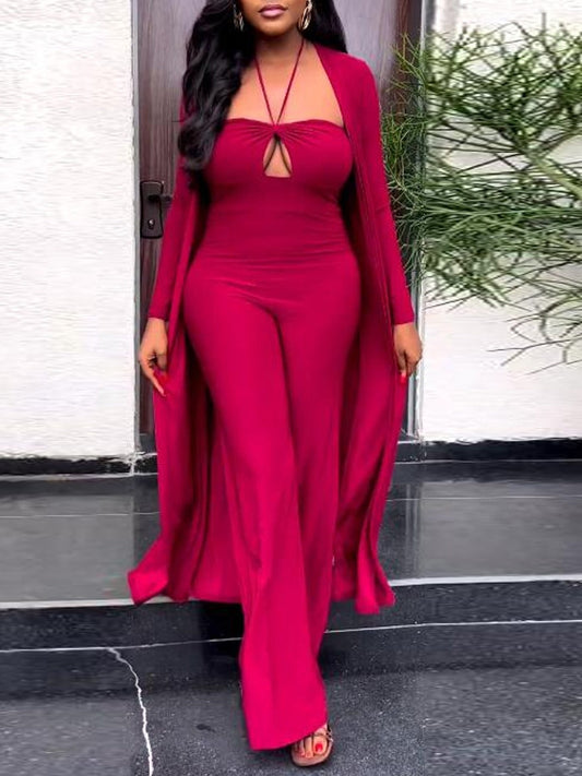 Off the Shoulder Cut Out Jumpsuit Set Bo2133