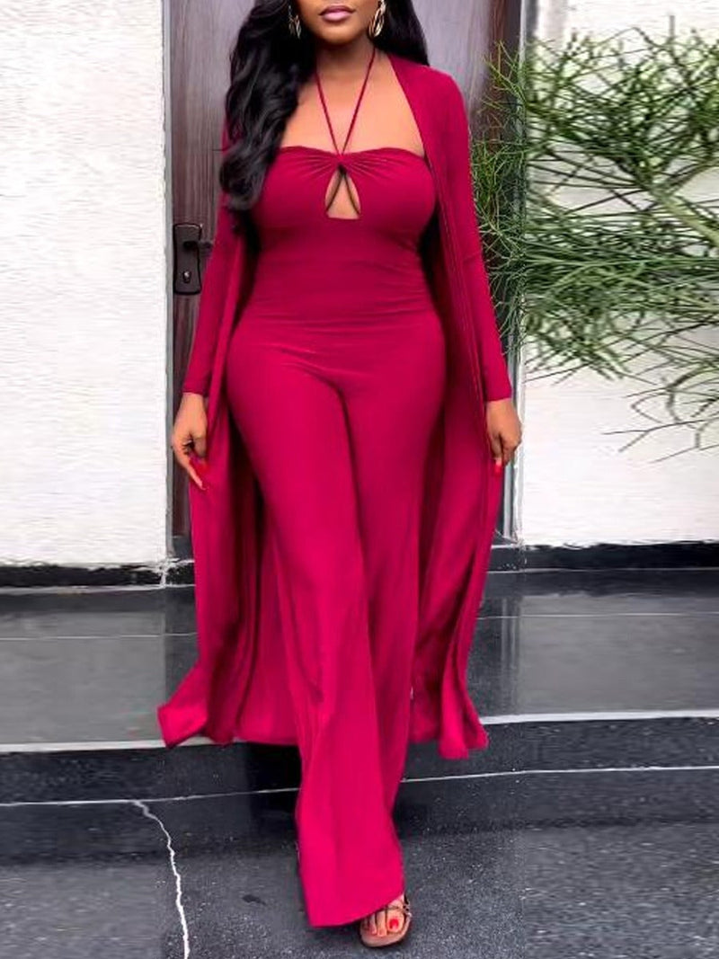 Off the Shoulder Cut Out Jumpsuit Set Bo2133