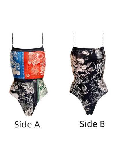 Printed One Piece Swimsuit and Sarong or Printed Pants