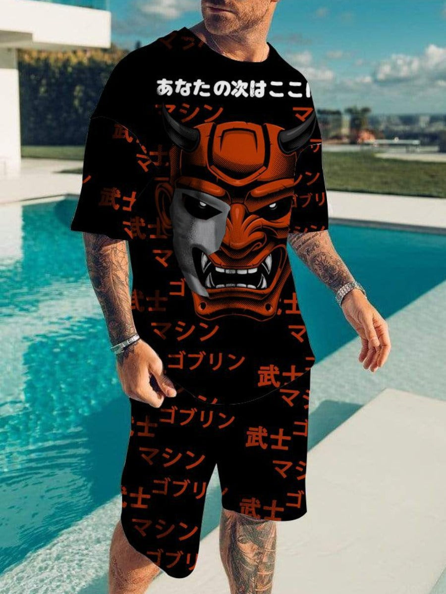 Cartoon Letter Print Shorts Set Ar70136