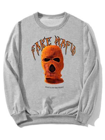 Masked Face Letter Print Sweatshirt Ac2067