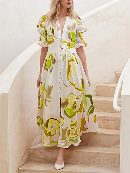 Slim Hem Printed Long Dress